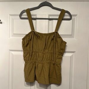 Universal Thread Green Smocked Tie Front Tank Top